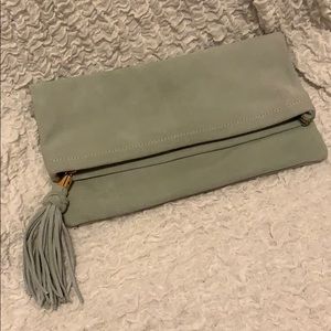 C. Wonder Mint Suede Zipper Clutch